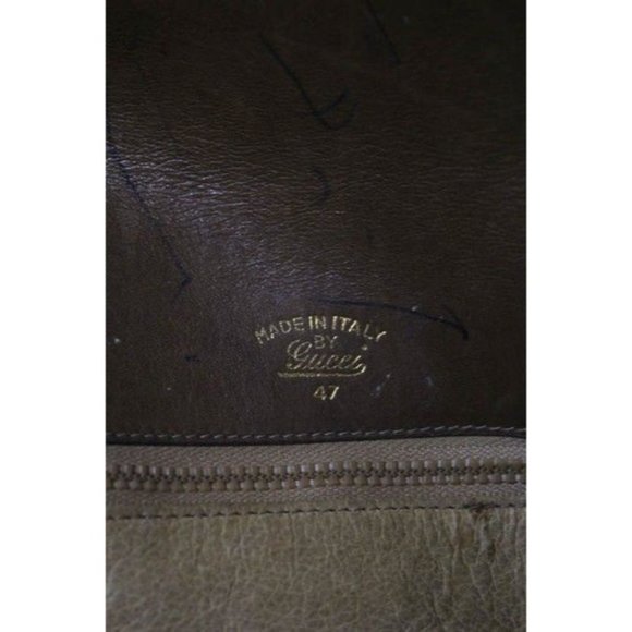 Gucci Vintage Tanmedium Brown Leather Shoulder Bag With Red Green Center - Picture 2 of 12